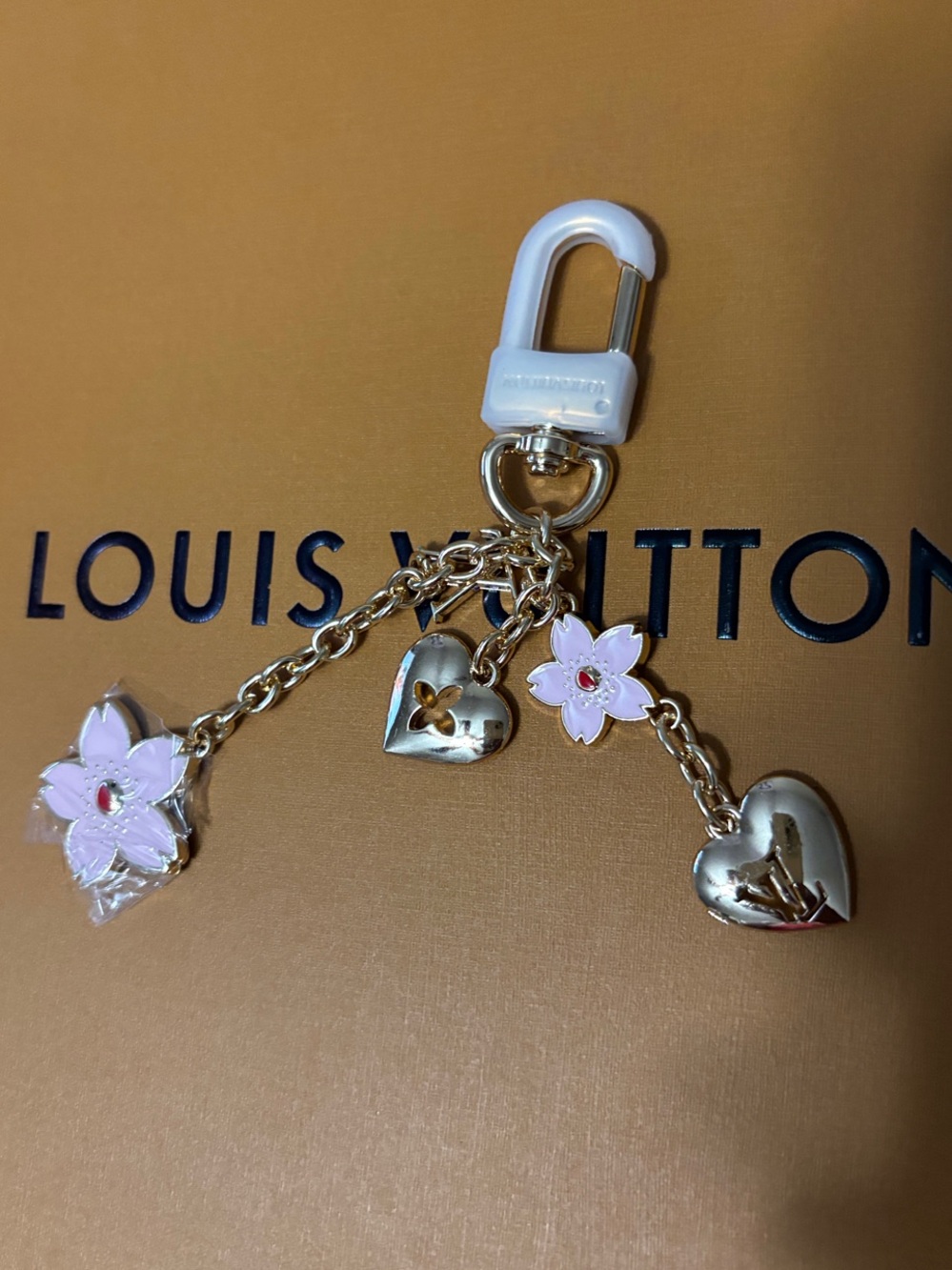 LV Pink Enamel Flower & Heart Charm/Keychain